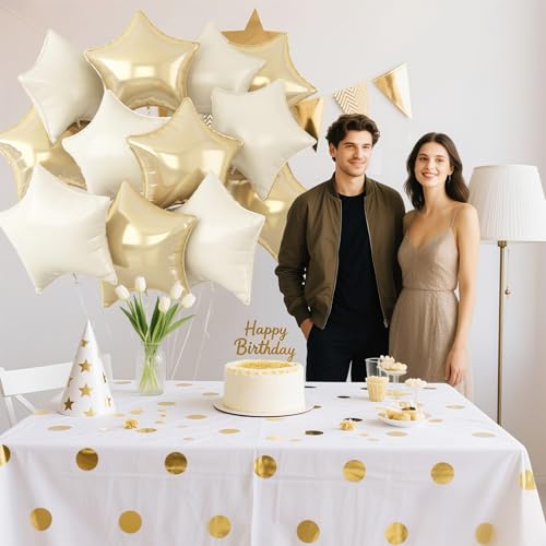 White Gold Star Foil Balloons,12Pcs 18Inch Star Shaped Balloons - color: White Gold