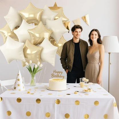 White Gold Star Foil Balloons,12Pcs 18Inch Star Shaped Balloons - color: White Gold