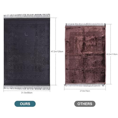 Z&Z living Space Soft Padded Prayer Mat – Extra Thick Comfort Rug for Home, Travel, Meditation, and Kneeling Support (Black and Green) - color: Black＆green