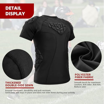 Zicac Men's Sports Shock Rash Guard Compression Padded Shirt Soccer Basketball Protective Gear Chest Rib Guards - color: Black, size: Large