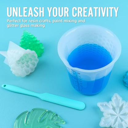 Silicone Resin Mixing 1L Measuring Cup Set for Resin Supplies, Easy-to-Read Marks, 1000ml/32oz Large Cup, Thickened Reusable Silicone Cups for Epoxy Mixing, Jewelry Making - size: 1*1000ml (Black Marks)