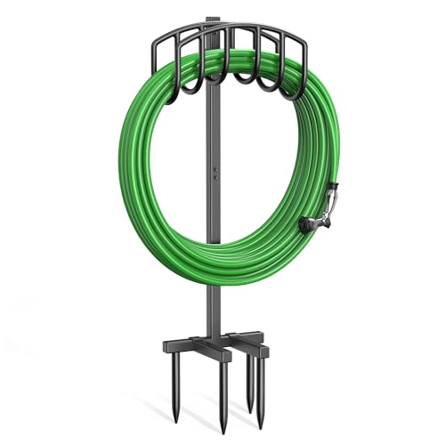 Garden Hose Holder, Detachable Metal Water Hose Holder Stand, Heavy Duty Freestanding Garden Hose Reel Rack and Hose Storage Organizer for Outside Yard - color: Black-Simple