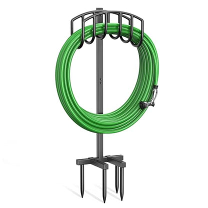 Garden Hose Holder, Detachable Metal Water Hose Holder Stand, Heavy Duty Freestanding Garden Hose Reel Rack and Hose Storage Organizer for Outside Yard - color: Black-Simple