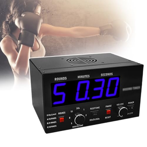 Gym Interval Timer with Led Display, Unlimited Loop Rounds and Adjustable Buzzer, 30S-10Min Workout Time and 0/30/60S Rest Time,Blue - color: Blue