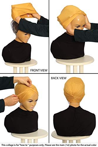 Aisha's Design Instant Turban 플레인 면 스카프 헤드 랩 경량 모자 보닛 캡 여성용 - color: 카푸치노.