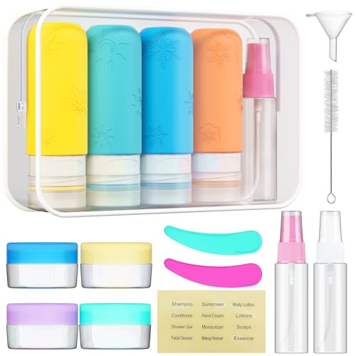 16 Pack Travel Bottles for Toiletries, Silicone TSA Approved-Containers for Toiletries, 3oz Silicone Travel Bottles Set Leak Proof Refillable Liquid, Shampoo and Conditioner Travel Toiletry Bottles - color: Green