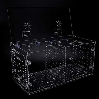 Fish Breeding Box Acrylic Fish Isolation Box Fish Seedlings Incubator Aquarium Fish Breeder Box with Isolation Board for Baby Fishes Shrimp Clownfish and Guppy(30CM*15CM*15CM)