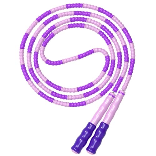 Leeboom Jump Rope, Adjustable Length Tangle-Free Segmented Soft Beaded Skipping Rope, Fitness Jump Rope for Kids, Man, and Women Weight Loss 9.2 Feet - color: Purple