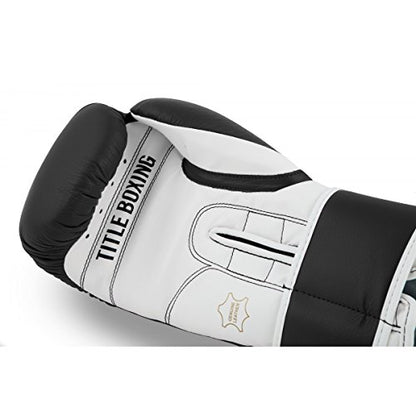 TITLE Boxing Pro Style Leather Training Gloves 3.0 - Boxing Gloves, Boxing Training Gloves, MMA Gloves, Oz Training Gloves, Kickboxing Gloves, Punching Bag Gloves, Sparring Gloves - color: Black/White, size: 16 oz