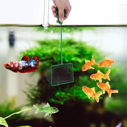 Lpraer 4in 5in 6in Aquarium Fish Net Green Fine Mesh Nylon Net Collection with 11" Long Handle Square Quick Catch Fish Net for Fish Tank - color: Green, size: 6PCS 4，5，6"