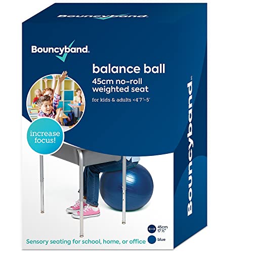 Bouncyband Balance Ball – Create Flexible Seating to Improve Focus at School, Office, or Home with This No-Roll Weighted Ball - color: Dark Blue, size: Small (Pack of 1)