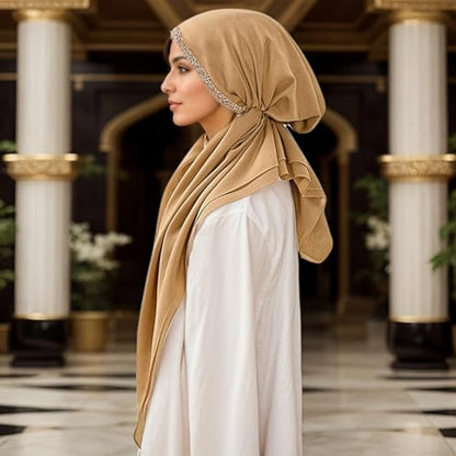 Instant Hijab for Women: Hijab Scarf, Hijabs for Women Muslim, Muslim Head Scarf, Easy Slip on - color: Camel
