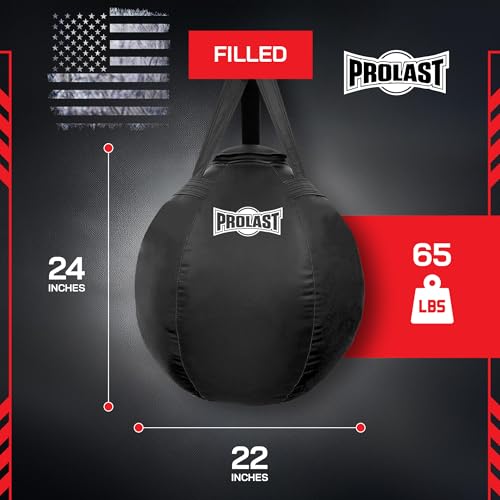 Wrecking Ball Heavy Punching Bag for Adults, Hook and Uppercut, Body Snatcher, Boxing, MMA, Muay Thai, 65 lbs, Classic - color: Black / Black, style: Filled