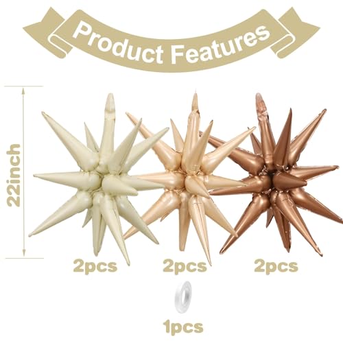 6 Pcs Blue Red Explosion Star Foil Balloons Birthday Party Decor - color: Nude Cream Beige