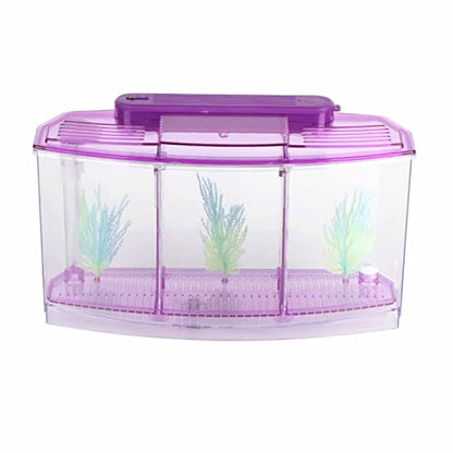 Aquarium Fish LED Acrylic Three Di Breeding Isolation Box for Sm Fishes Bottom of the Change for and Stress Valve (Violet) - color: Violet