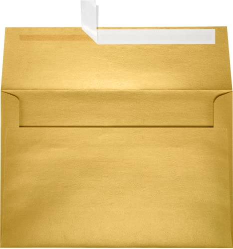 LUXPaper A10 Invitation Envelopes | Peel & Press | 6" x 9 1/2" | Gold Metallic | 80lb. Text | 50 Qty - color: 80lb. Gold Metallic