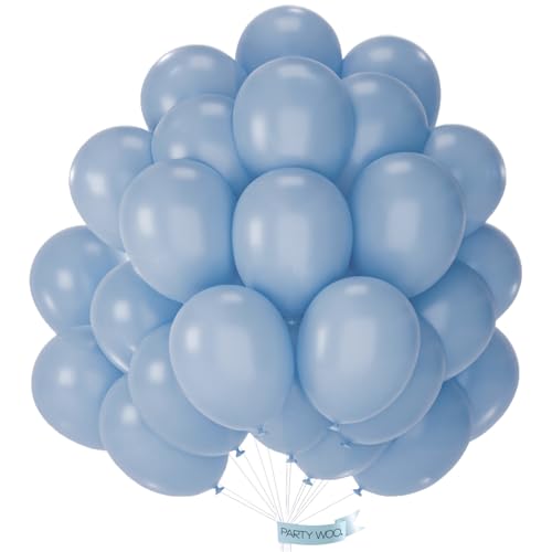 PartyWoo Dusty Blue Balloons 50pcs 12 Inch Slate Blue Boho Neutral Latex Helium Balloons for Baby Shower Gender Reveal Wedding Anniversary Graduation Cat Tornado Birthday Party Decorations Blue-F55 - color: Blue-f55