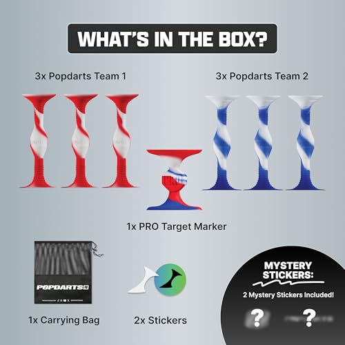 Popdarts USA Themed PRO Pack Game Set (Red White Blue Wigglenobber Target Marker) - Indoor, Outdoor Suction Cup Throwing Game - Competition with a POP