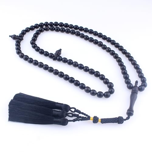 Muslims Islamic Dhikr 99 Tasbeeh Tasbih Prayer Beads, Black Wood Beads with Tassel