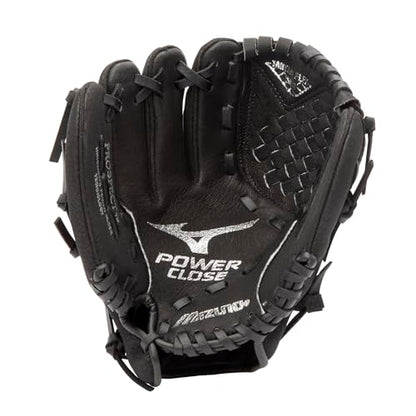 Mizuno Prospect PowerClose Youth Baseball Glove Series I V-Flex Notch I Parashock Palm Pad I Buttersoft Palm Liner - color: Black|Tartan Flex Web, size: 10"|All Positions|Ages 3-6
