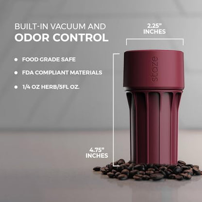 Staze Air Tight Smell Proof Container (148ml) - Vacuum Seal Jar, Waterproof Food Storage Canister, Portable Small Smell Proof Jar for Coffee, Spice & Gummies - (BRICK) - color: Brick