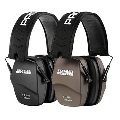 PROHEAR 016 Shooting Ear Protection Earmuffs 2 Pack, NRR 26dB for Gun Range, Hunting -Black and Brown - color: Black+brown
