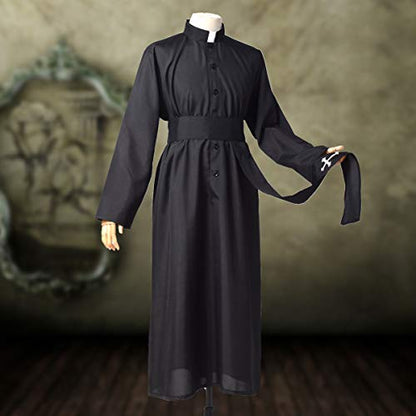 COSDREAMER Mens Clergy Robe Preacher Cassocks Mens Praise Worship Robes - color: Black, size: X-Large