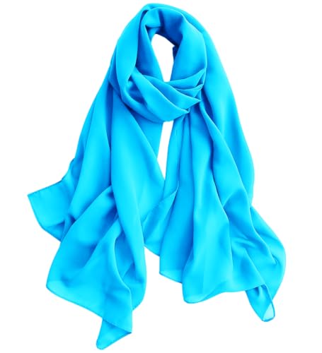 Harewom Chiffon Hijab for Women Sheer Shawl and Wraps for Wedding Bridal Scarves Summer Lightweight Sun-proof Scarf - color: Sky Blue Chiffon Hijab Shawls Scarves