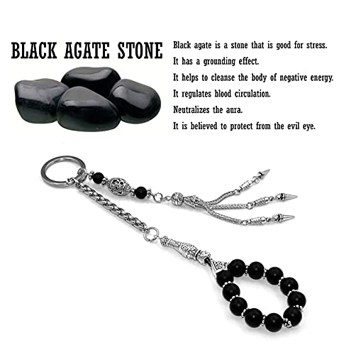 Keychain & Rosary Collection -Car Key Chain-Handbags Holder - color: (8mm - 블랙 오닉스 제이드 스톤)