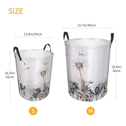 Botanical Dandelions And Lavender Round Waterproof Oxford Cloth Laundry Basket Multi-Purpose Storage Basket Toys Books Clothes Storage Basket - color: Black 1