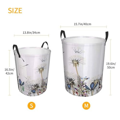 Botanical Dandelions And Lavender Round Waterproof Oxford Cloth Laundry Basket Multi-Purpose Storage Basket Toys Books Clothes Storage Basket - color: Black 1