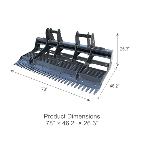 Skid Steer Attachment leveler harrow Medium Duty Land Leveler for Skid Steers, 78" Wide, Ideal for Landscape, Gravel Driveway Redressing & Soil Prepping