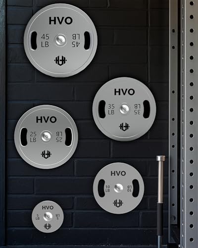 HVO Olympic Weight Plates with Grip: 2 Inch Standard Calibrated Weight Plates For Home Gyms, Fitness Centers, Strength Workouts, Barbell Use Olympic Standard Weights - size: 5LB Pair