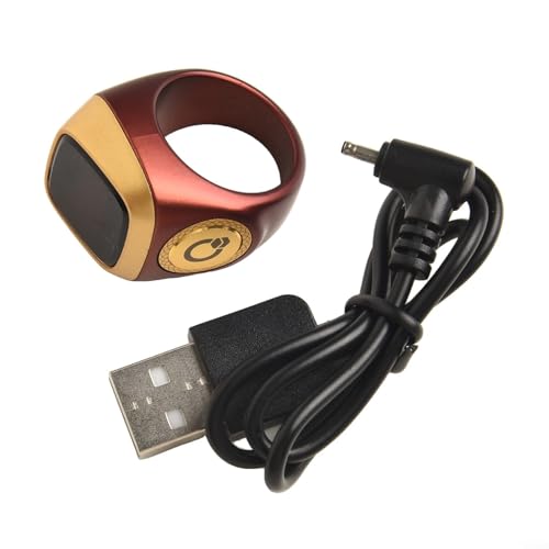 IQ-ibla Smart Zikr Ring Prayer Ring Smart Counter Smart Ring Waterproof Prayer Time Vibration Display Digital Azan Alarm Clock for Most People(20mm Curry Color)