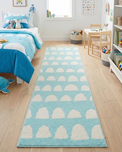 Rugs.com Whimsy Kids Collection Rug – 6 Ft Runner Clear Blue Medium-Pile Rug Perfect for Hallways, Entryways - color: Clear Blue, size: 2' x 6' Runner