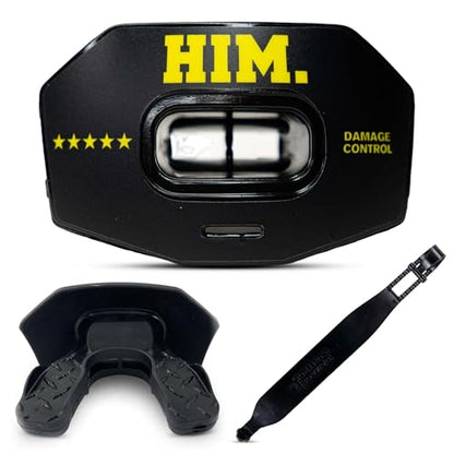 DAMAGE CONTROL Youth Football Mouth Guard – Breathable No Boil Mouthpiece, Protects Lips & Teeth, Works with Braces, Includes Helmet Strap – Sports Gear & Accessories (Him) - color: Him