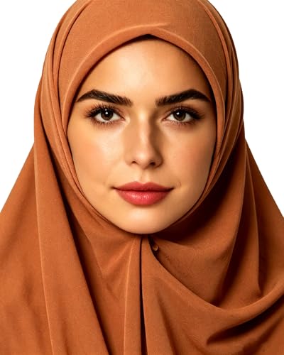 Lina & Lily Premium Chiffon Hijab Head Scarf Shawl Wrap for Muslim Women Square 58'' x 58'' - color: Rust