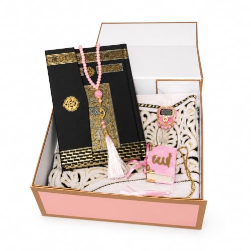 Islamic Gift Set for Women – Prayer Mat, Quran with QR Code, 99 Bead Tasbih, Digital Tally Counter & Mini Quran, Premium Muslim Gift Box for Eid, Ramadan, Hajj, Umrah, Shahada & Special Occasions(602)