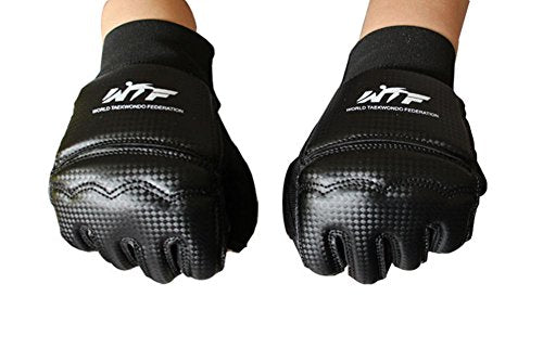 Men Kids Taekwondo Gloves Punch Bag Boxing Martial Arts MMA Sparring Grappling Muay Thai Training PU Leather Wrist Wraps Gloves - color: Black, size: Large