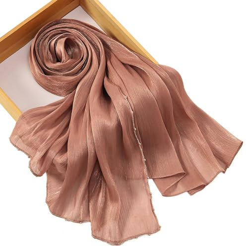 Shimmer Party Hijab, Lightweight Stylish Hijab Scarf for Women - color: Brown