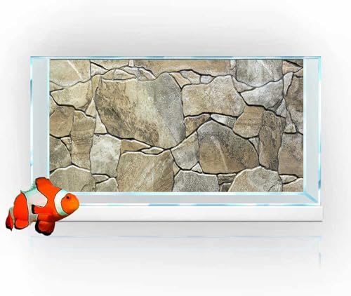 24X16IN Marble Aquarium Background, Art Marble Aquarium Background, Natural Marble Glass Terrarium Background with 8 EVA Double-Sided Tape - color: Stone, size: 24X16in/60X40cm