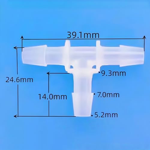 3 Way Tee Connector Equal Barbed T-Fitting 3 Way Hose Barb Adapter for Laboratory Biochemical Analytical Instruments Food Machinery Aquarium Equipment 100pc/pk (4.8mm 3/16'' Cir) - size: 4.8mm 3/16'' Cir