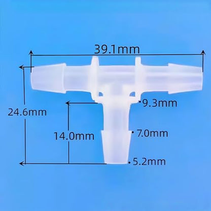 3 Way Tee Connector Equal Barbed T-Fitting 3 Way Hose Barb Adapter for Laboratory Biochemical Analytical Instruments Food Machinery Aquarium Equipment 100pc/pk (4.8mm 3/16'' Cir) - size: 4.8mm 3/16'' Cir