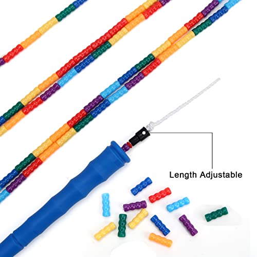 Coolrunner 16 FT Long Jump Rope(2 PACK), Double Dutch Jump Ropes, Soft Beaded Skipping for Kids Adults, Plastic Segmented Long Enough for 4-5 Jumpers - color: Blue2