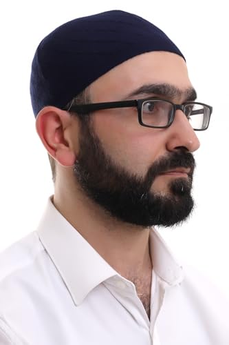 ihvan online Kufi Hats for Men, Taqiya, Takke, Turkish Muslim Winter Woven Caps, Peci, Islamic Prayer Skullcap, Islamic Gifts - color: Dark Blue
