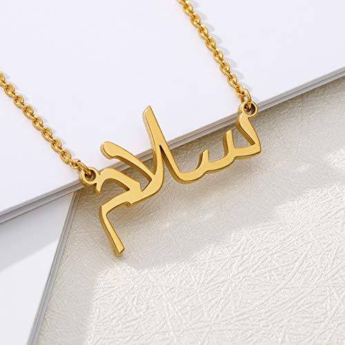 Custom Name Necklace Personalized, 18K Gold Plated Customized Nameplate Necklace Dainty Jewelry Gift for Women, Bridesmaid - color: Arabic Name Necklace