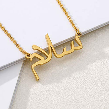 Custom Name Necklace Personalized, 18K Gold Plated Customized Nameplate Necklace Dainty Jewelry Gift for Women, Bridesmaid - color: Arabic Name Necklace