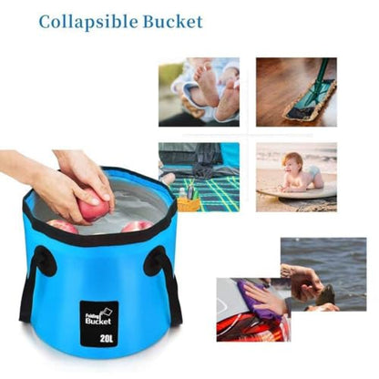 BANCHELLE 5 Gallon Collapsible Bucket with Handle for Indoor Outdoor | 20L Foldable Water Storage Container for Car Washing, Camping, Traveling, Fishing, Hiking, Beach, Gardening, Boating