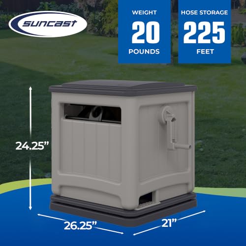 Suncast Swivel Smart Trak Hose Hideaway, 225 Foot x 5/8 Inch Garden Hose Reel with Smart Trak Guide & Swivel Base, Dove Gray/Cyberspace - color: Dove Gray/Cyberspace