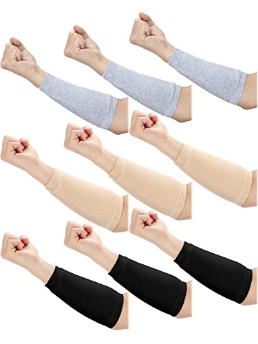 Janmercy 9 Pairs Arm Protectors for Thin Skin and Bruising Arm Guards Elderly Protective Sleeves for Gardener Working - color: Black, Gray, Beige